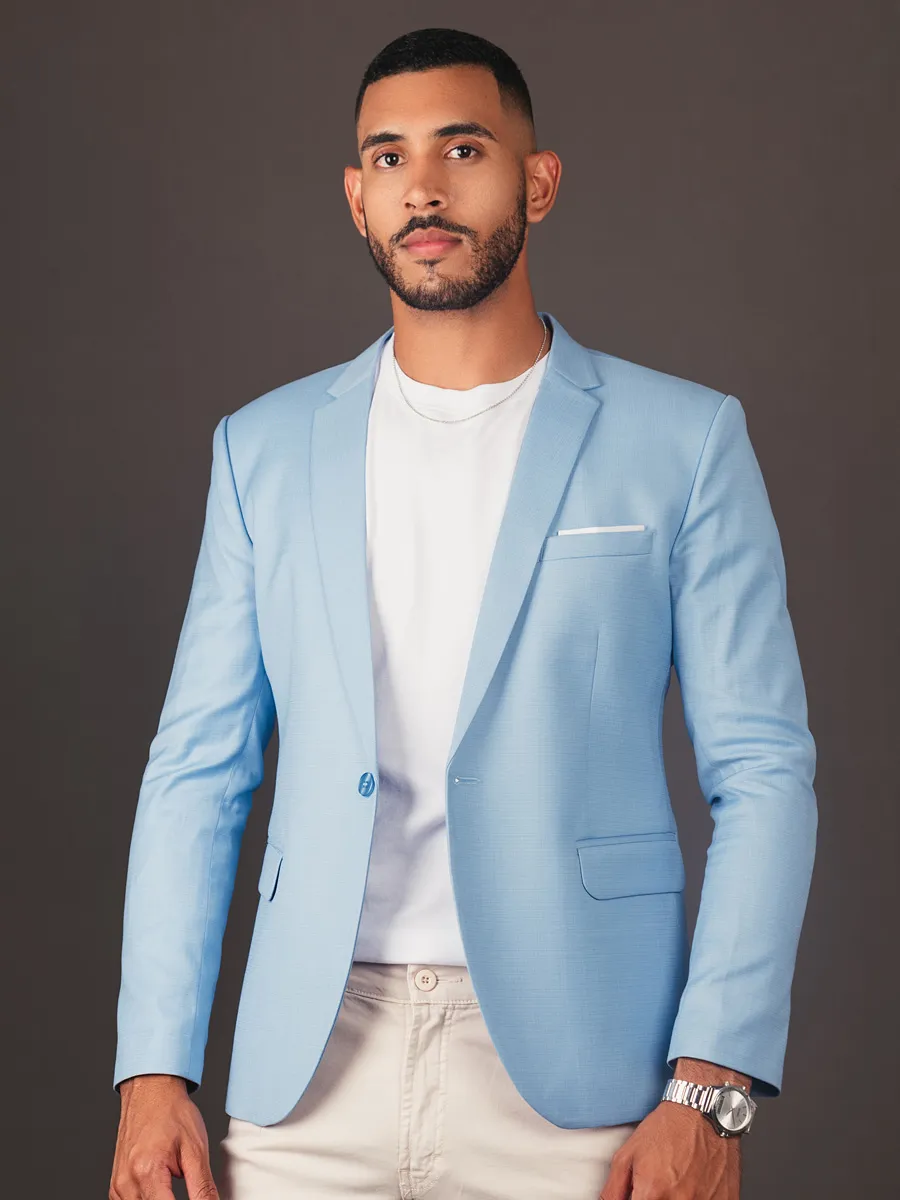 Blazer de Lino color Celeste