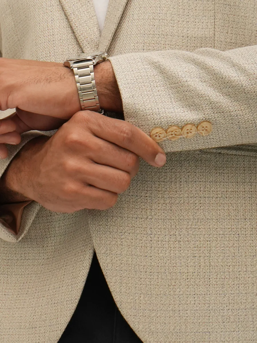 Blazer puntos de tejido color Beige - Imagen 3