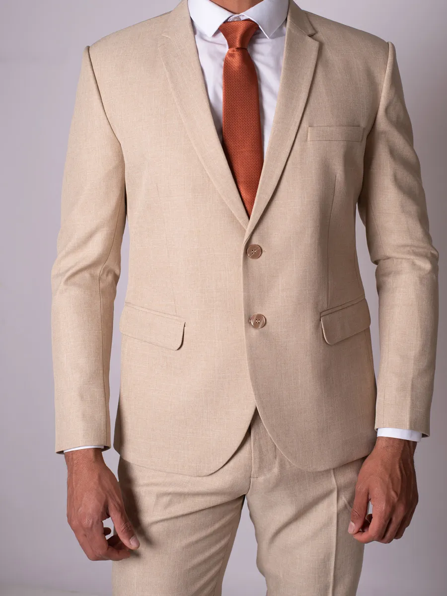 Terno tela lino color beige pesado